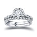 14k Gold 1ct TDW Round Diamond Halo Bridal Ring Set (H-I, SI1-SI2)