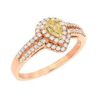 18k Rose Gold 5/8ct TDW Yellow and White Diamond Ring (G-H, SI1-SI2)