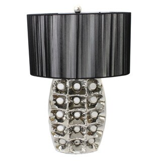 Casa Cortes Artisan 28-inch High Brushed Silver Ceramic Table Lamp