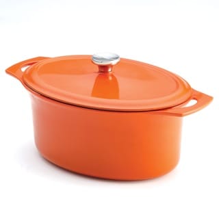 Rachael Ray Orange Cast Iron 6.5-Quart Covered Oval Casserole