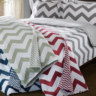 Chevron Stripe Flannel Reversible 3-piece Duvet Cover Set
