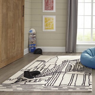 Momeni Hand-tufted 'Lil' Mo Hipster' Ivory NYC Rug (5' x 7')
