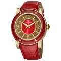 Vernier Ladies Oversized Glamorous Glitter Dial Alligator Embossed Strap Watch