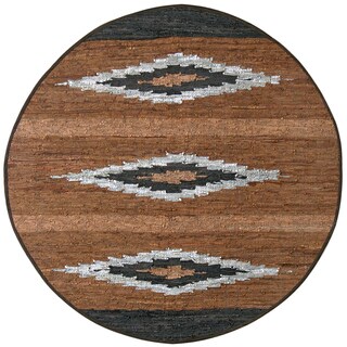 Hand-woven Matador Brown Leather Rug (8' Round)
