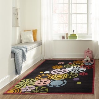 Hand-tufted Momeni Lil' Mo Hipster Black Pinwheel Rug (2' x 3')