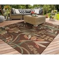 Hand-hooked Covington Boca Retreat Light Cocoa Indoor/ Outdoor Rug (5'6 x 8')
