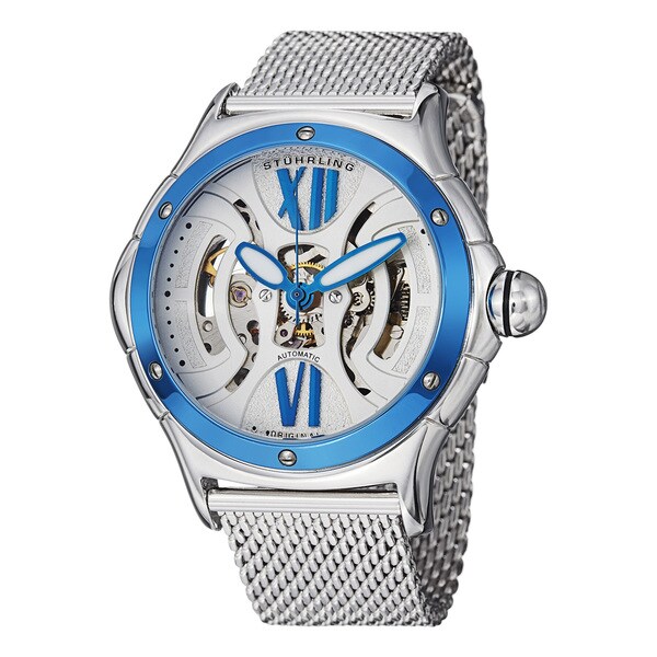 Stuhrling Original Men's Alpine Sigma Automatic Skeleton Mesh Band Watch