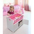 White Storage Doll Crib with Bedding