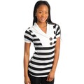 Stanzino Women's Black and White Striped Shawl Collar Top