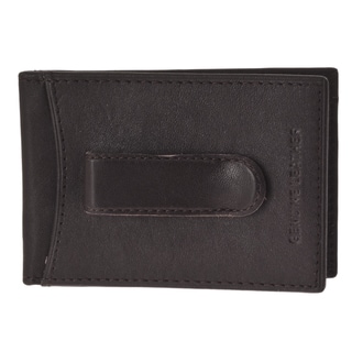 Jospeh Abboud Men's Brown Leather Super Slim Money Clip Wallet