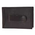 Jospeh Abboud Men's Brown Leather Super Slim Money Clip Wallet