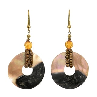 Sweet Circle Natural Brown Lip Shells Dangle Earrings (Philippines)