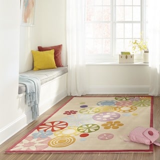 Hand-tufted Momeni Lil' Mo Ivory Pinwheel Rug (4' x 6')
