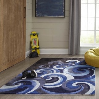 [1] Momeni Lil' Mo Hipster Surf's Up Charcoal Rug (8'0 x 10'0)