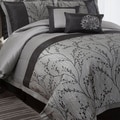 Lush Decor Flower Texture 8-piece Silver Comforter Set