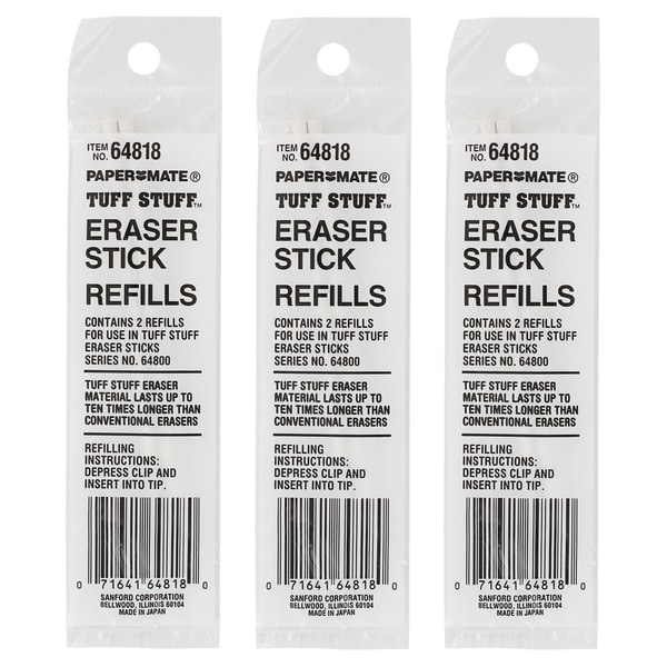 Paper Mate Tuff Stuff White Eraser Stick Refills (Pack of 6) 15234010