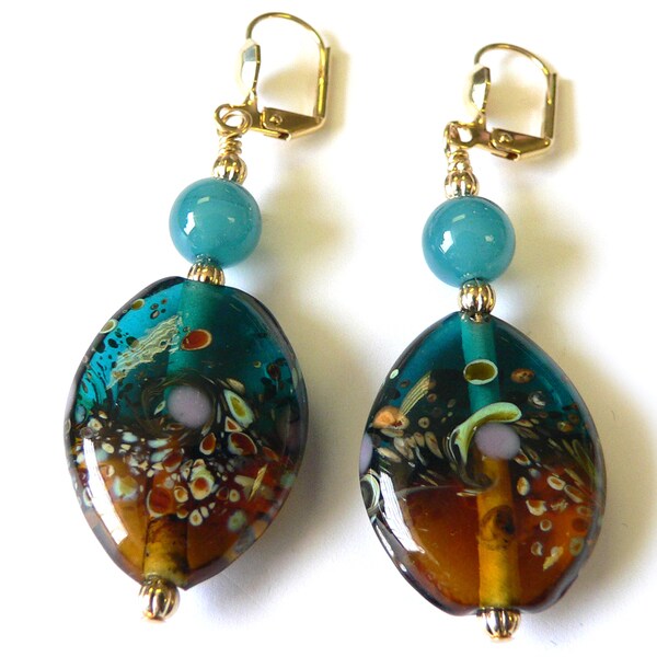'Heidi' Lampworked Glass Dangle Earrings