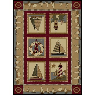 Natural 6580 Lodge Red Area Rug (7'10 x 10'3)