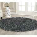 Safavieh Handmade Metro Grey Leather Shag Rug (6' Round)
