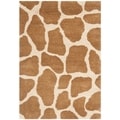 Handmade Giraffe Beige New Zealand Wool Rug (2' x 3')