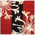 Indo Hand-tufted Red/ Ivory Wool Rug (6' x 6')