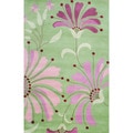 Indo Hand-tufted Light Green/ Pink Wool Rug (5' x 8')