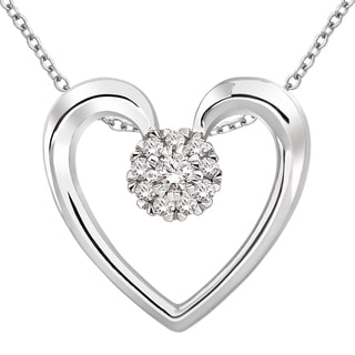 Sterling Silver 1/10ct TDW Diamond Heart Necklace (H-I, I2)
