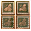 Set of 4 Painted Glass Handcrafted 'Colonial Jade' Coasters (Peru)