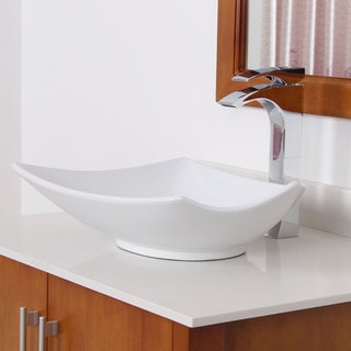 Elite White Ceramic Oval Bathroom Sink