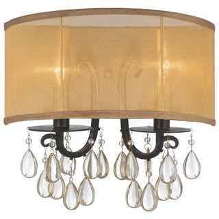 Hampton 2-light English Bronze Oyster Crystal Wall Sconce