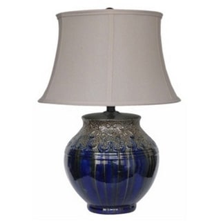 Integrity 23-inch Metallic Silver on Blue Ceramic Table Lamp