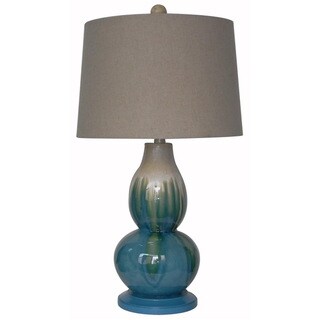 Integrity 28-inch Cream and Blue Crackle Double Gourd Ceramic Table Lamp