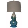 Integrity 28-inch Cream and Blue Crackle Double Gourd Ceramic Table Lamp