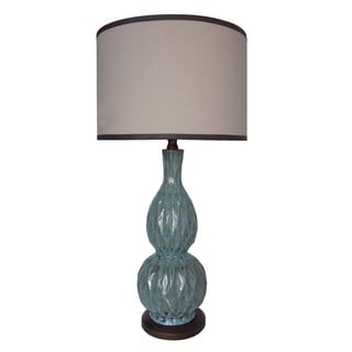 Integrity 31-inch Brown and Blue Double Gourd Ceramic Table Lamp