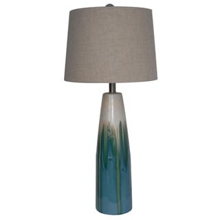 Integrity 31-inch Cream and Blue Reactive Ceramic Table Lamp