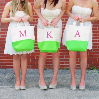 Monogrammed Kiwi Latex-dipped Canvas Tote Bag