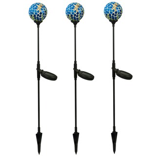 Paradise Solar Powered Blue Mosaic Glass Ball Light (Set of 3)