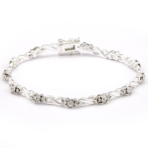 Sunstone Silver-plated Crisscross Link Bracelet Made with SWAROVSKI CRYSTAL