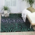 Hand-tufted Teal Contour Abstract Zebra Print Rug (3'6 x 5'6)