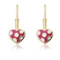 Little Miss Twin Stars Gold Overlay Enamel Polka Dot Heart Earrings