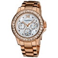 Vernier Ladies Dazzling Boyfriend Mother of Pearl Dial Faux-Chrono Bracelet Watch