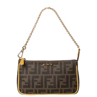 Fendi Logo Coated Canvas Pouchette Bag