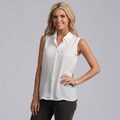 Violet and Claire Women's Ivory Sleeveless Studded Collar Shirt