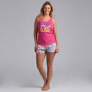 Stanzino Plus Size Fuchsia Tank and Shorts Sleepwear Set