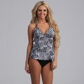 Jantzen Black Printed Draped Halter Tankini Set