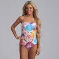Jantzen White Floral Bandeau One Piece Swimsuit