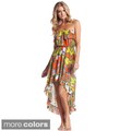 Elan Women's Printed Ruffle Hi/ Low Dress