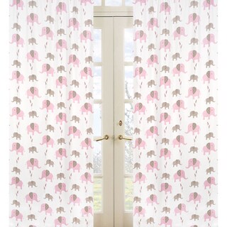 Pink Mod Elephant 84-inch Curtain Panel Pair