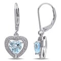 Sterling Silver Blue Topaz and Diamond Accent Earrings