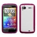 MYBAT White/ Hot Pink Gummy Case for HTC Sensation 4G